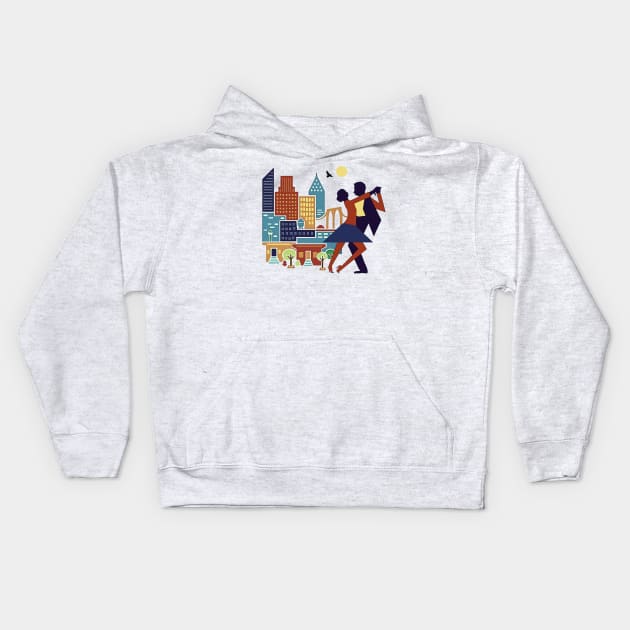 Tango in City Kids Hoodie by doniainart